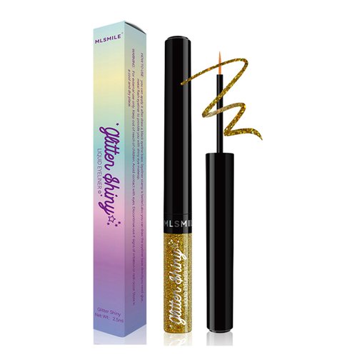 Gold Glitter Liquid Eyeliner Long-lasting Waterproof Glitter Eyeshadow, Smudge proof Liquid Liner Quick-Drying High-pigmented Colorful Eyeliners Pen, Metallic Shimmer Eyeshadow for Eye Makeup (05#)