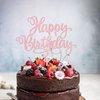 1 PCS Happy Birthday Cake Topper Glitter Happy Birthday Cake Pick Bunting Decor for Anniversary Celebrating Happy Birthday Party Cake Decorations Supplies Light Pink