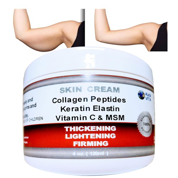 ALKA VITA Saggy Skin Firming Arms Wrinkled Neck Body Cream Keratin Collagen Elastin Vitamin C & MSM Thickening Effect Natural Ingredients Only