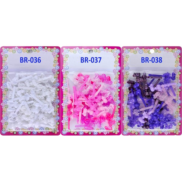 Tara Girls Self Hinge Plastic Bow Hair Barrettes Selection Pack Of 3 (COMBO 34)