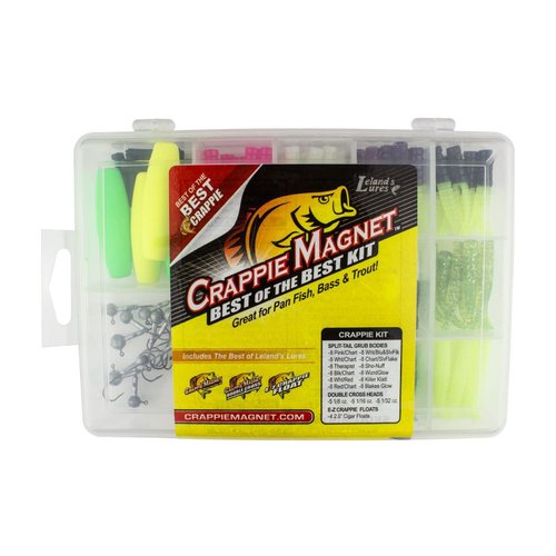 Crappie Magnet Best of the Best Kit, Fishing Equipment and Accessories, Fishing Lures, 96 Bodies, 15 Double Cross Jig Heads, 4 E-Z Floats