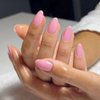 Bright Pink Press On Nails Short Oval,Xcreando Almond Fake Nails Glue on Nails Short,Acrylic Nails Press ons,Gel Nails False Nails Short,Stick on Nails for Women and Girls in 24 PCS