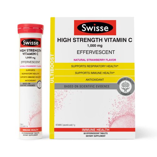 Swisse Effervescent Vitamin C 1000mg Dissolvable Vitamin C Powder Tablets | Immune Support Supplement and Antioxidant | VIT C Supports Immunity Health * | Ascorbic Acid Vitamin C Drink | 60 Tablets