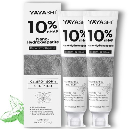 2PCS Hydroxyapatite Toothpastes 10%,Fluoride-Free Toothpaste, Gentle Mint, Fresh Breath, Daily Use for Oral Health 4.23oz (2pcs)