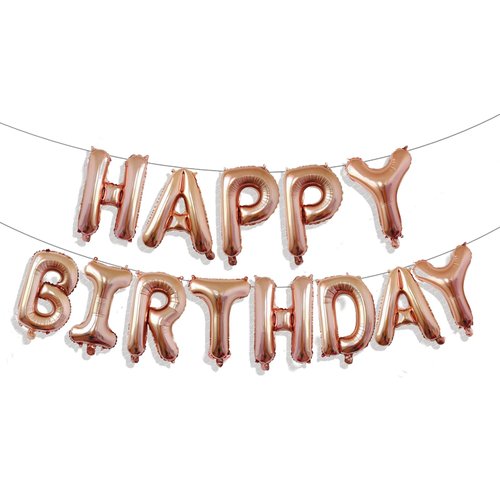 Happy Birthday Banner Balloon Rose Gold, 16 Inch Happy Birthday Mylar Foil Balloon Letters Banner, Self Inflating Happy Birthday Balloons Bunting for Girls Women Birthday Party Decorations Supplies