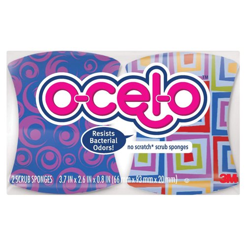 O-Cel-O(Tm) Scrub Sponge, Assorted Colors, Pack of 2