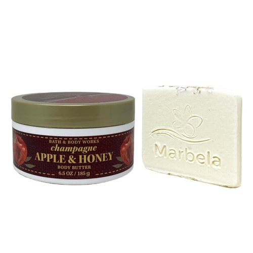 Bath & Body Works Champagne Apple & Honey Body Butter with a Natural Oats Sample Soap