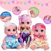 Beem Jun 6" Cute Small Baby Doll Newborn Baby All Vinyl Reborn Baby Dolls for Girls Swivel Mini Dolls 16 cm Crying Baby DIY Toys for Ages 3+(Pink)