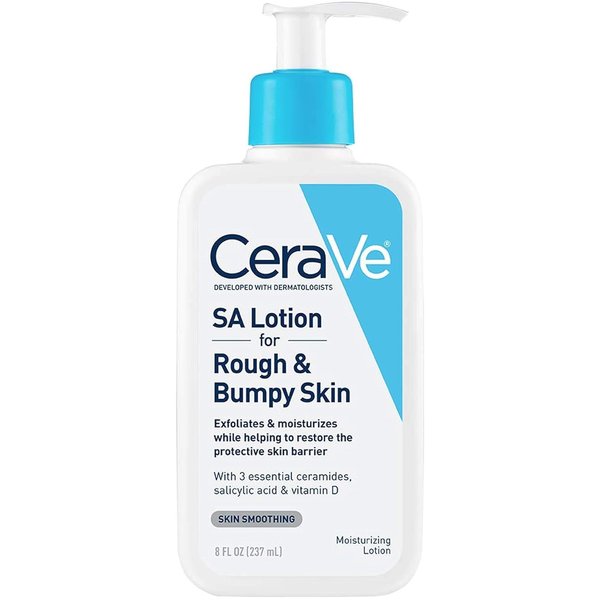 CeraVe SA Lotion for Rough & Bumpy Skin | Vitamin D, Hyaluronic Acid, Lactic Acid & Salicylic Acid Lotion | Fragrance Free & Allergy Tested | 8 Ounce