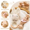Wooden Baby Rattle 3 PCS Push Car Rattle Set Crochet Rattle Ring Wooden Montessori Toy for Newborn Infant Baby Gifts (Rabbit Rattle)