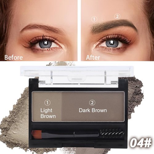 Kaely 2 Color Eye Brow Powder Makeup Kit,Eyebrow Contour Palette for Beginners,Brow Stamp Stencils Kit,Eyebrows Waterproof Gel with Brush,maquillaje para cejas,04 Light Brown+Dark Brown