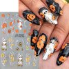 Halloween Nail Art Stickers Decals 5PCS Halloween Cute Ghost Flower Nail Stickers Skull Strawberry Spider Flower Nail Designs 5D Embossed Nail Decals for Acrylic Nails Manicure Decorations
