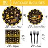 80 Pcs Construction 5th Birthday Party Supplies Dump Truck Theme Five Decorations Tableware Includes Plates, Napkins, Forks for Boys Construction Five Years Old Birthday Party Decorations Favors