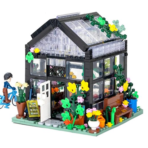 Flowers House Building Kit Compatible with Lego, Friends House Building Blocks with Warm Led Light, Selling Flowers' Shop with Beautiful Environment, Nice Gift with Beautiful Box for Girls (579 Pcs)