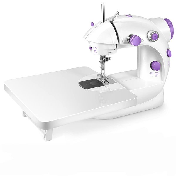 Urseow Portable Sewing Machine with Extension Table and Light,Mini Handheld Sewing Machine with Upgraded,Two Threads Double Speed Double Switches,Easy to Use for Kids,Beginners and DIY
