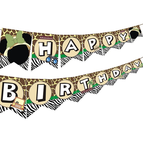 Mickey-Safari Birthday Party Decorations- Let's Go Wild Jungle Safari Party Banner Wild One Mickey Birthday Party Supplies