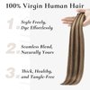 Hyssiet Invisible Tape In Hair Extensions Human Hair Chocolate Brown Highlighted Caramel Blonde 14Inch Remy Soft Seamless Double Side 20Pcs 50G Tape Cabello Humano Extensiones