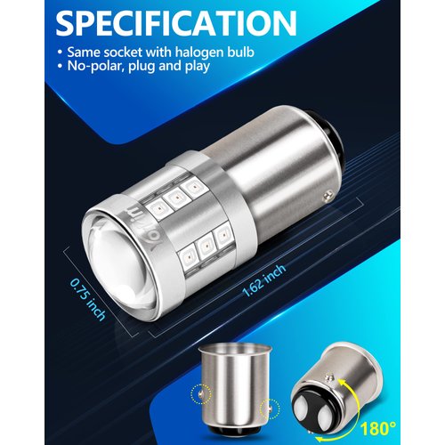 Yorkim 1157 LED Bulb Red, 3000 Lumens 2357 led bulb 300% Super Brighter 1157 LED Brake Lights, 2057 7528 BAY15D Led Replacement for Car Stop Lights Brake Lights Tail Light Bulbs, Pack of 2