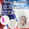 24Pcs Independence Day Press on Nails Medium French Tip Fake Nails American Flag Full Cover False Nails Patriotic Square Artificial Nails for 4th of July Glue on Nails Star Coffins Nail Decoration