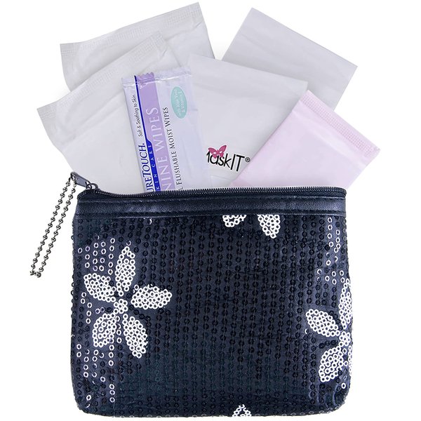 First Period Kit To-go! - Organic Biodegradable Tween Pads & Liner - Period Bags for Teen Girls for School - Period Pouch & Teen Pads for Girls Ages 11-14, Teen Pads for Periods - Pads for Teens Girls