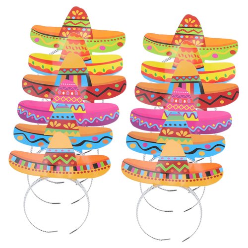 ORFOFE 12pcs Sombrero Accessories - Adult Mini Hair Wrap Headbands, Mexican Hat with Headband, Party Decorations, Festival Supplies for Spain Theme
