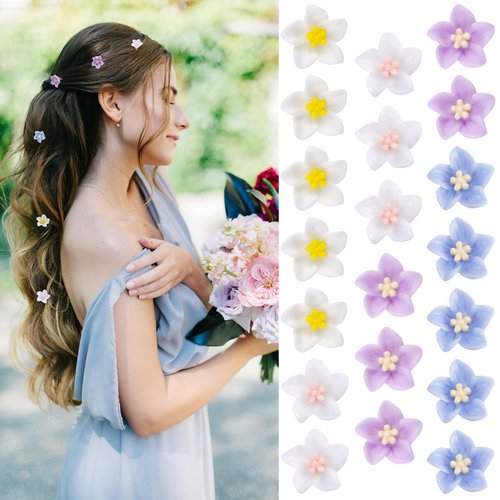 YISSION 20Pcs Mini Flower Hair Clips for Girls Women Cute Hair Pins Small Hair Clips Lily Flower Clips for Hair Wedding Hair Barrettes Bridal Hair Accessories for Girls Women 4 Colors
