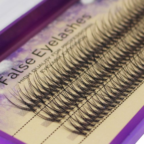 Scala 120Ppcs Fish Tail False Lashes 0.07 Thickness 20 Roots Hair C curl Eyelash Extension Strip False Eyelashes Makeup Individual Lashes (12mm)