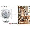 Topglobe 5.5'' World Globe Silver - English Map - Mini Globe Educational/Geographic - Stainless Steel Arc and Base - Silver Grey