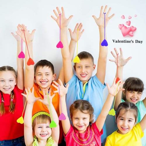 ZeQinToy Valentines Day Gifts for Kids, 56pcs Love-Heart Styles Sticky Hands Stretchy Toys for Valentine Party Favors, School Classroom Exchange Gifts Party Supplies for Toddlers Girls Boys