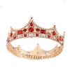 King Crystal Wedding Tiara Vintage Rhinestone Crown Hair Bands For Birthday Prom Pageant Party (Gold With Red Stone)