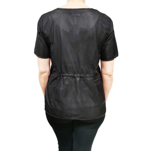 CHARLENE Ivy Mesh-Back Jacket with Personalized Logo and Name Embroidery for Stylist Barber Groomer Nail Art Make-up Artist (XS, Black)