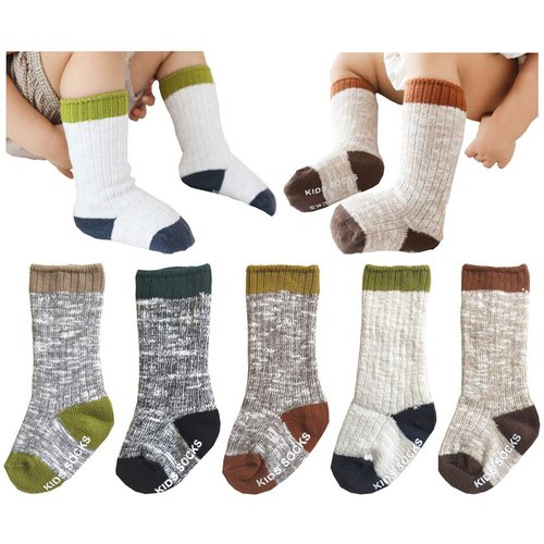 QandSweet Knitting Socks Keep Warm Unisex Baby Non-Slip Knee-High Stockings for Toddler Little Boy Girls 6-24 Months