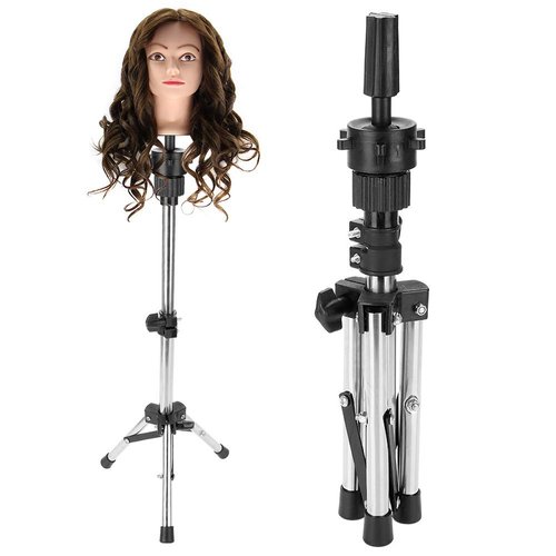 Wig Stand Tripod Mannequin Head Stand, Hairdressing Training Head Holder Adjustable Salon Model Mannequin Head Tripod Stand Wig Head Stand for Cosmetology Hairdressing Training
