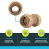 SharkBite 1 Inch Coupling, Push to Connect Brass Plumbing Fitting, PEX Pipe, Copper, CPVC, PE-RT, HDPE, U020LFA