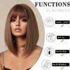 Doremiy Bob Brown Wig with Bangs Natural Short Straight Wigs for Women Shoulder Length Synthetic Wigs for Daily Cosplay