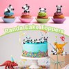 cobee Panda Figures Cake Toppers, 8 Pcs Miniature Cake Decorations Panda, Birthday Party Supplies Panda Cake Toppers Decor