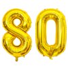 40 Inch Gold 80 Number Balloons, Giant Jumbo Helium Mylar Foil Gold Number Balloons for Birthday, Gold Mylar Digital Balloons for 80th Birthday, Anniversary Party Decorations Supplies