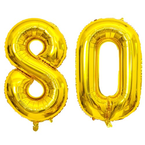 40 Inch Gold 80 Number Balloons, Giant Jumbo Helium Mylar Foil Gold Number Balloons for Birthday, Gold Mylar Digital Balloons for 80th Birthday, Anniversary Party Decorations Supplies