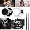 Black White Face Body Paint Set,Oil Based Face Painting Kit,Special Effects Halloween SFX Makeup Kit with 2 Brushes,Halloween Face Paint Palette Kit for Clown Zombie Halloween Cosplay Makeup