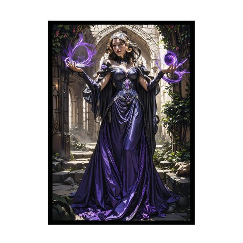 Katomula 100 MTG Card Sleeves with 100 Inner Sleeves, Textured Back Art Sleeves, Black Border & Black Inside, Fit Standard Size Cards - Liliana