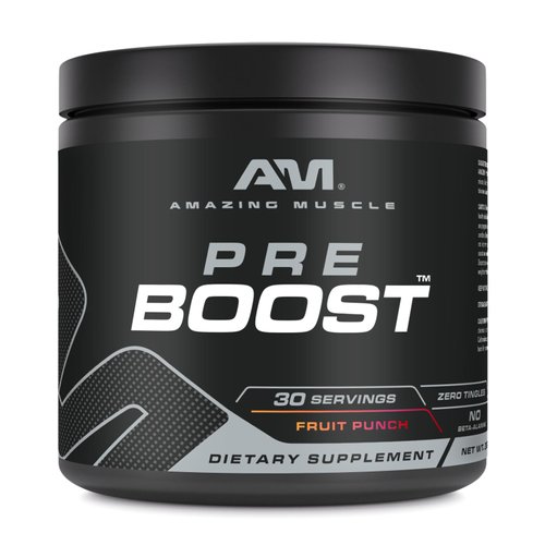 Amazing Muscle Pre Boost | 30 Servings | 324 Grams | Pre-Workout Supplement | Fruit Punch Flavor | Made in USA