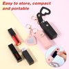 2 PCS Lipstick Holder Keychain Chapstick Holder Lip Balm Holder Keyring Soft Leather Portable Lipstick Holder Lipstick Pouch with Metal Key Ring for Travel Carry Lipstick(Black and Pink)