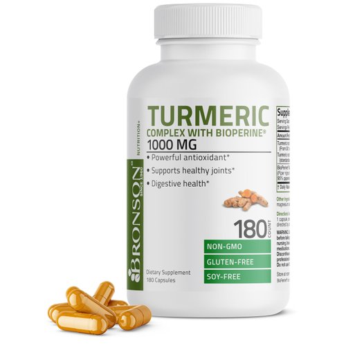 Turmeric Curcumin with BioPerine - High Potency Premium Joint Support with 95% Standardized Curcuminoids - Non-GMO Capsules with Black Pepper - 180 Count