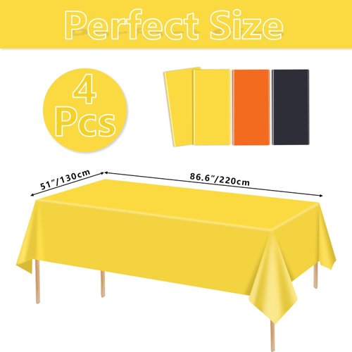 PIXHOTUL Construction Party Tablecloths, Plastic Disposable Black Yellow Orange Tablecloth Rectangle Tablecovers for Boy Kids Construction Theme Birthday Excavator Party Supplies Table Decor (4)