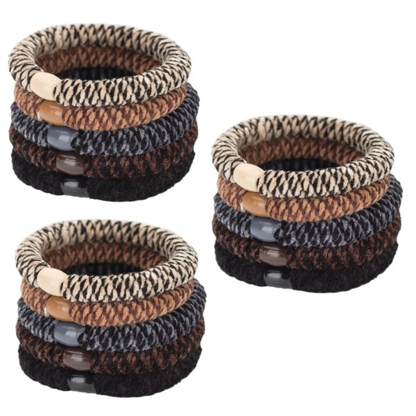 FRCOLOR 30Pcs Brown Hair Ties Leopard Bold Ponytail Holders Scrunchies for Women Thin Thick Hair Braided Elastic Hair Bands Seamless Hair Ring Cotton Hair Ribbons Bulk