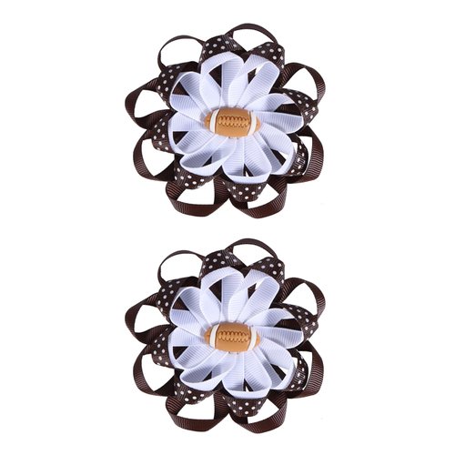 SUPCLIPS Football Bow Hair Clips Curly Ribbon Flower Cheerleader Hair Bows Youthful Sports Style ...