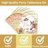 Horse Birthday Party Supplies Tableware - 96 Pcs Golden Horse Themed Plates and Napkins Sets with Forks, Cowgirl Birthday Party Decorations, Western Baby Shower Disposable Dinnerware, Serves 24