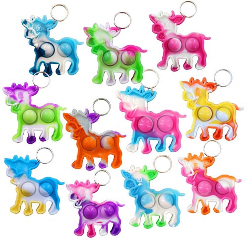 HOZKEAP 24 Packs Bulk Cow Push Fidget Bubble Mini Pop Fidget for Adult and Kids,Birthday Party Favors Supplies gifts Classroom summer Students Bubble Prize