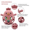 BRITILILI Baby Teething Toy with Bell Rattle for 3-6 Months & 6-12 Months, Silicone Teether Toys for Babies Anti Dropping Hand Grip Teethers, Infant Chew Toys Set, BPA Free (Dark Pink)