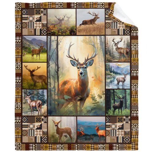 Deer Hunting Blanket Deer Gifts for Men Women Kids Deer Throw Blanket for Deer Lovers Super Soft Cozy Forest Snow Elk Fleece Deer Blanket for Sofa Bed Camping 50"X 40"-S